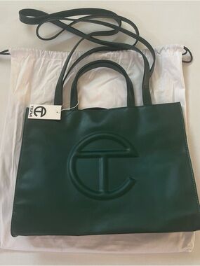 Telfar Medium Dark Olive Shopping Bag  logo NWT